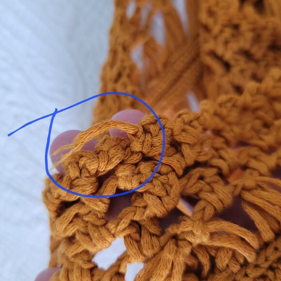 Rust Yellow Crochet Blouse Tunic Top Boho Festival Western Cowgirl SM - Picture 11 of 11